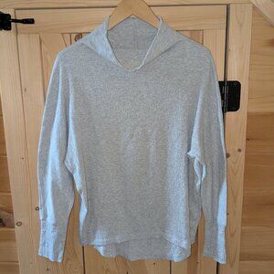 Manduka Long Sleeve Top Small Cotton Blend Gray Drop Shoulder Hi-Low Mock Neck